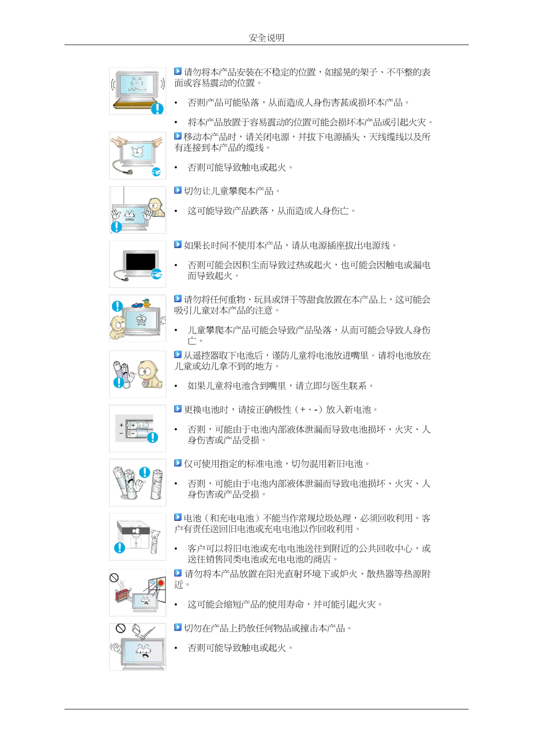 Samsung LH32MGPLBC/EN, LH32MGTLBC/EN manual 安全说明 