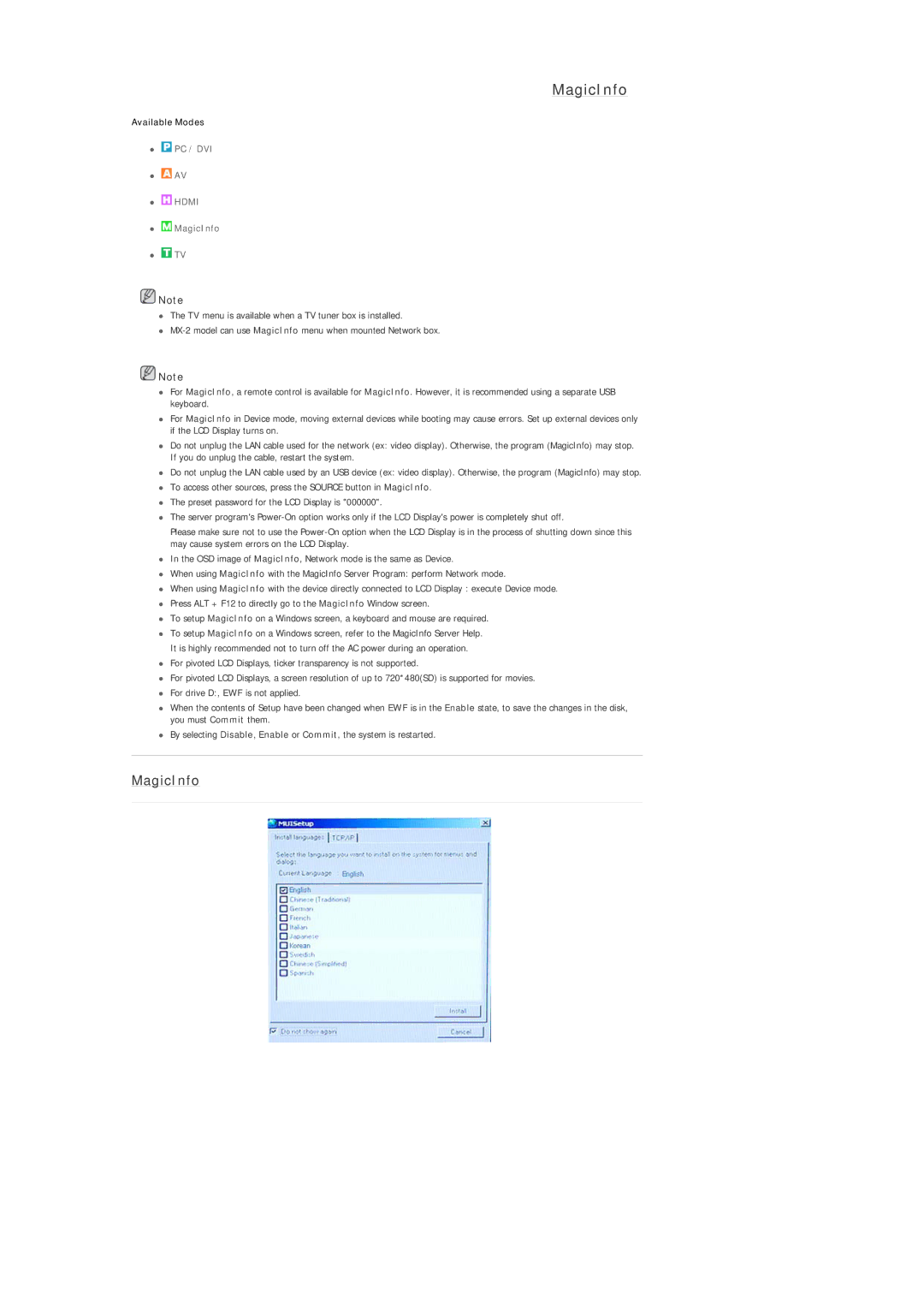 Samsung LH32MGULBC/XY, LH32MGULBC/EN, LH32MGQLBC/EN, LH32MGQPBC/EN, LH32MGUSBC/EN, LH32MGQMBC/EN, LH32MGQLBC/XY manual MagicInfo 