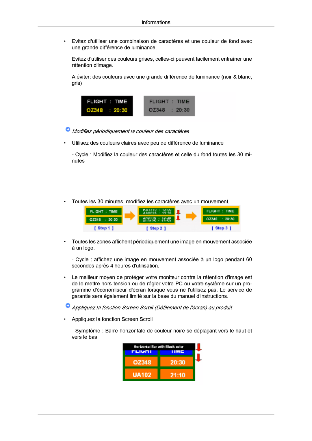 Samsung LH32MGQLBC/EN, LH32MGULBC/EN, LH32MGQPBC/EN manual Modifiez périodiquement la couleur des caractères 