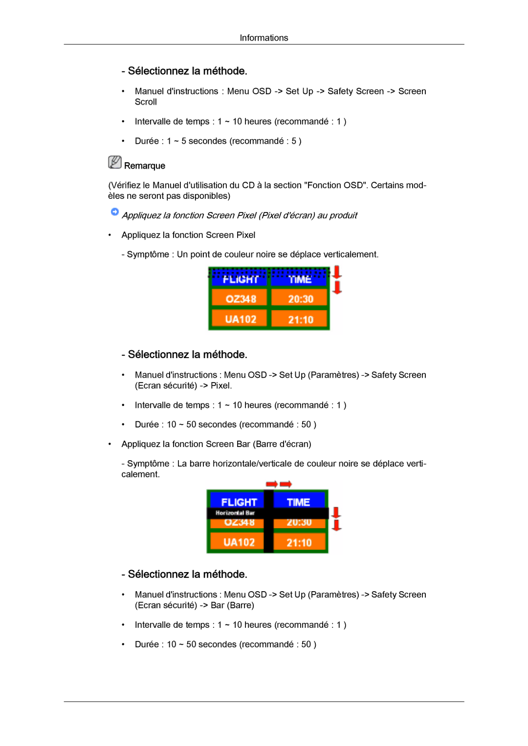 Samsung LH32MGQPBC/EN, LH32MGULBC/EN Sélectionnez la méthode, Appliquez la fonction Screen Pixel Pixel décran au produit 