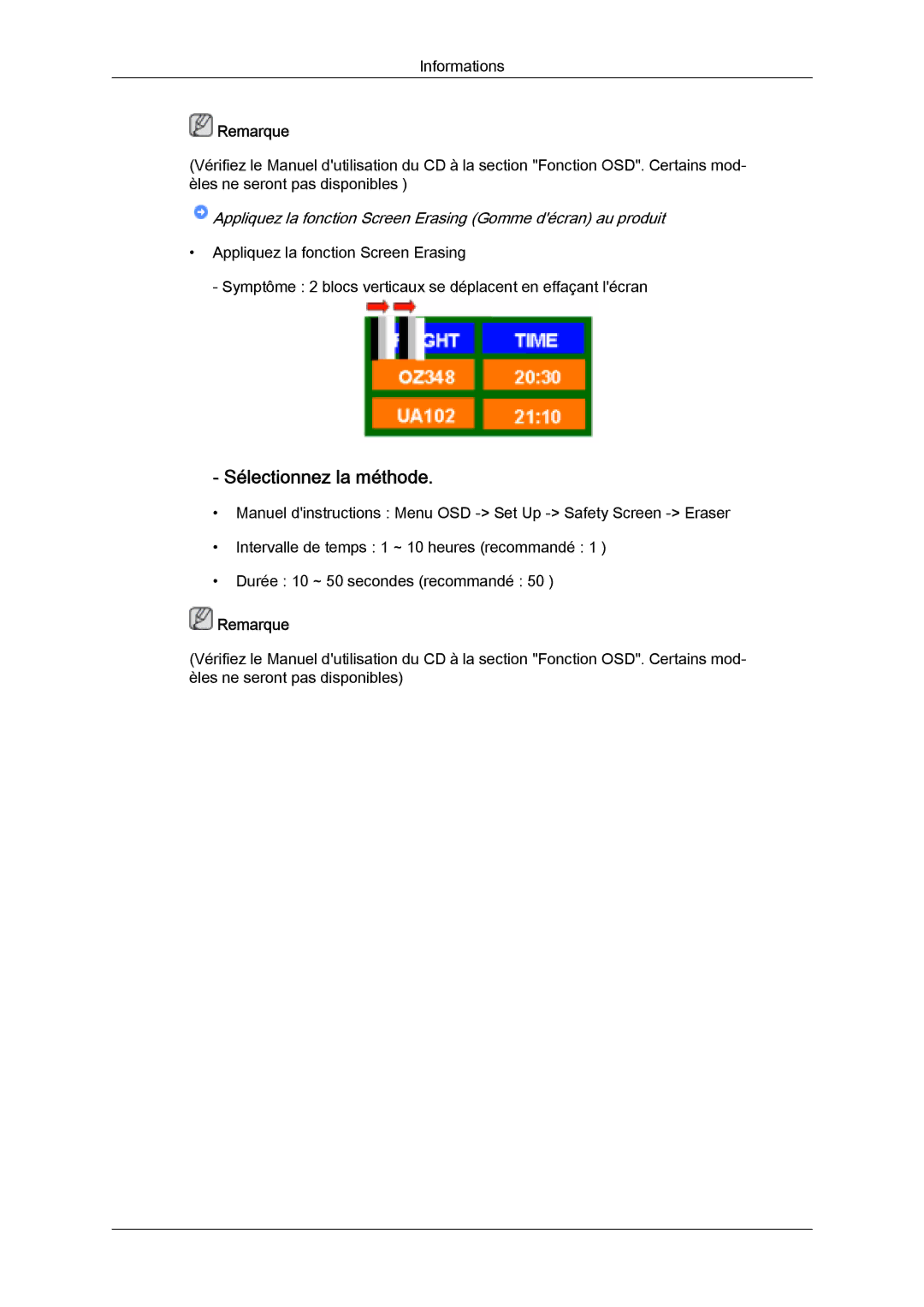 Samsung LH32MGULBC/EN, LH32MGQLBC/EN, LH32MGQPBC/EN manual Appliquez la fonction Screen Erasing Gomme décran au produit 