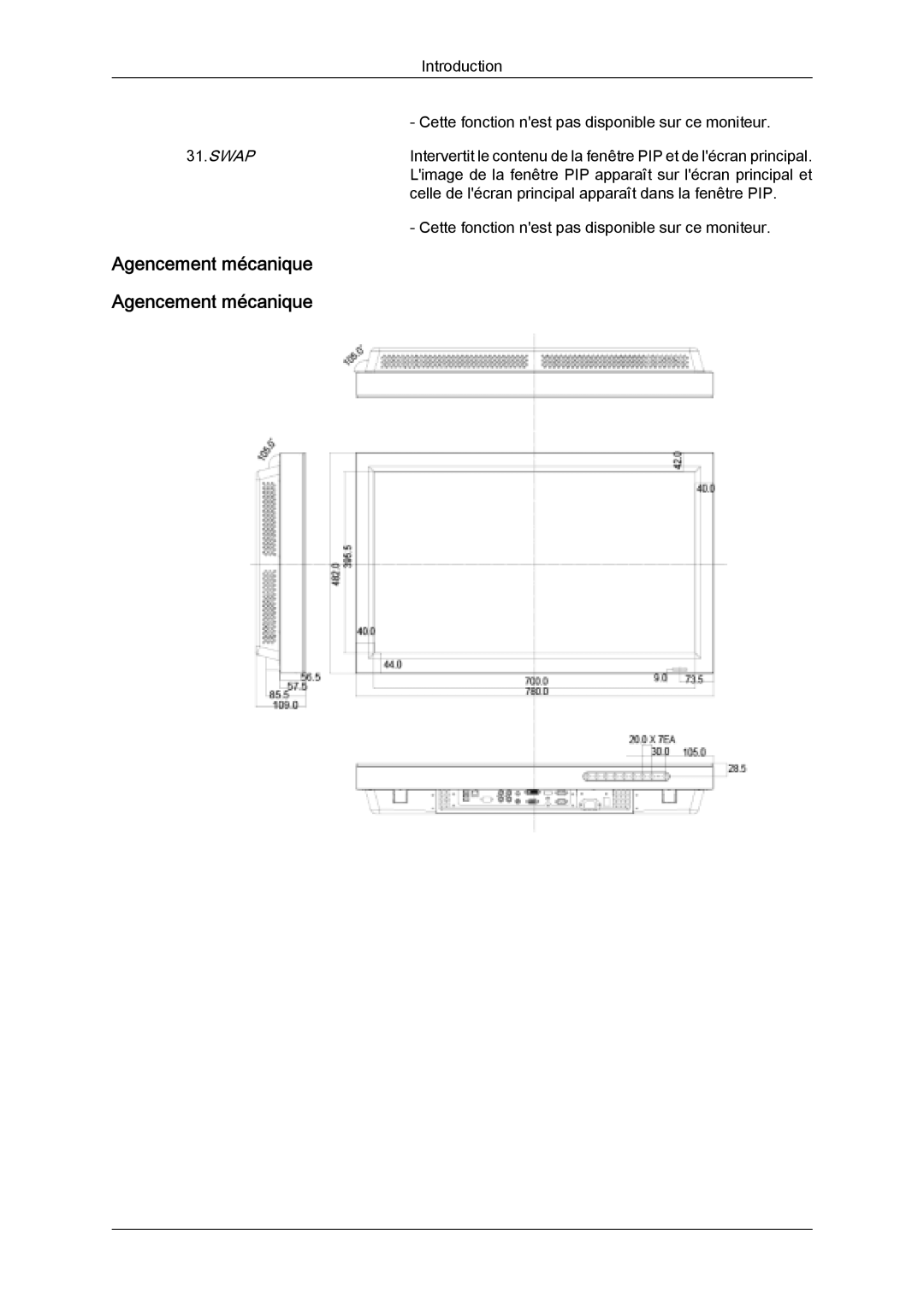 Samsung LH32MGQLBC/EN, LH32MGULBC/EN, LH32MGQPBC/EN manual Agencement mécanique 