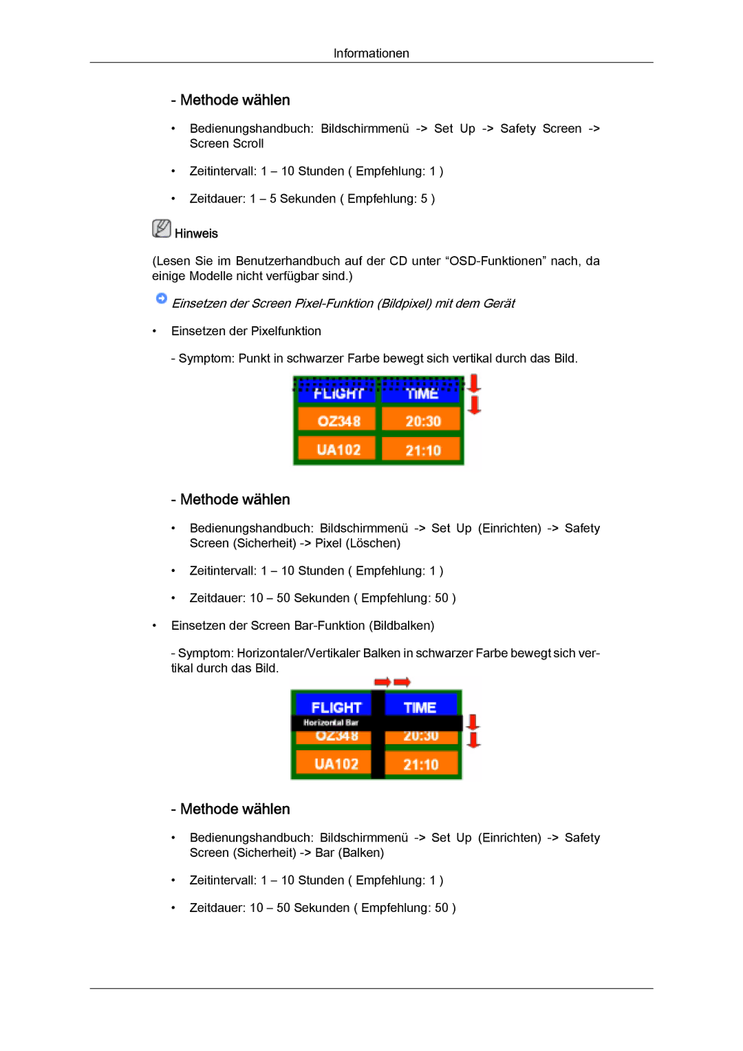 Samsung LH32MGULBC/EN, LH32MGQLBC/EN manual Methode wählen, Einsetzen der Screen Pixel-Funktion Bildpixel mit dem Gerät 