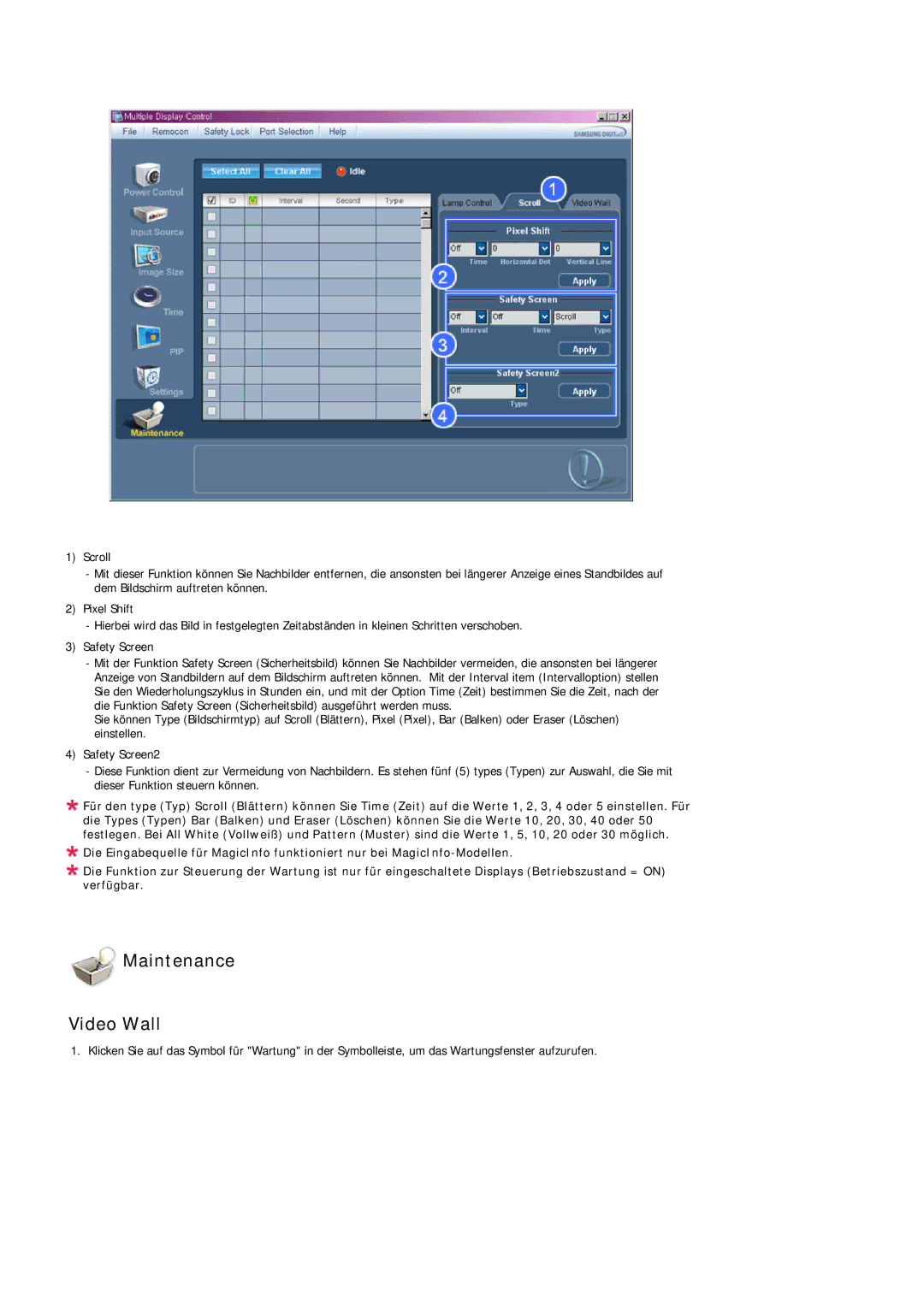 Samsung LH32MGQPBC/EN, LH32MGULBC/EN, LH32MGQLBC/EN manual Maintenance Video Wall 