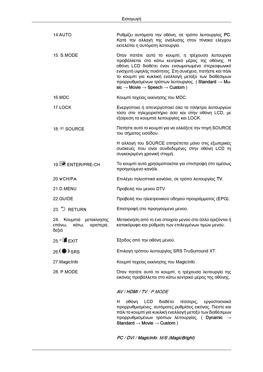 Samsung LH32MGULBC/EN, LH32MGQLBC/EN, LH32MGQPBC/EN manual Sic → Movie → Speech → Custom, 21.D.MENU Guide Return 