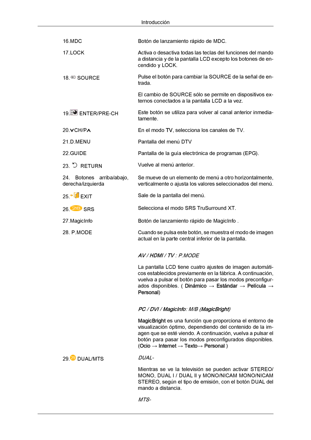 Samsung LH32MGUSBC/EN, LH32MGULBC/EN, LH32MGQLBC/EN, LH32MGQMBC/EN manual AV / Hdmi / TV P.MODE, Personal, Dual, Mts 