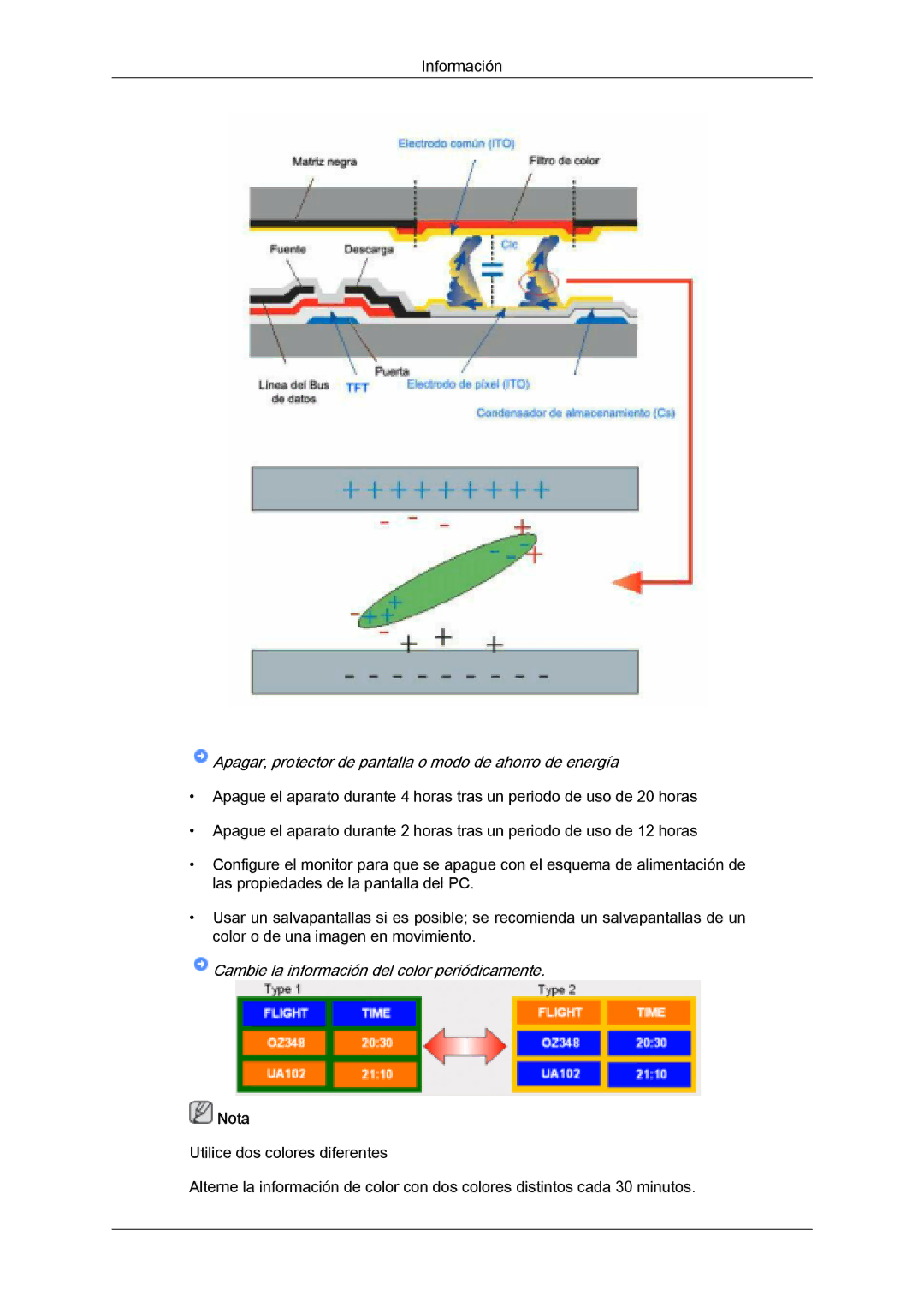 Samsung LH32MGQMBC/EN, LH32MGULBC/EN, LH32MGQLBC/EN, LH32MGUSBC/EN manual Cambie la información del color periódicamente 