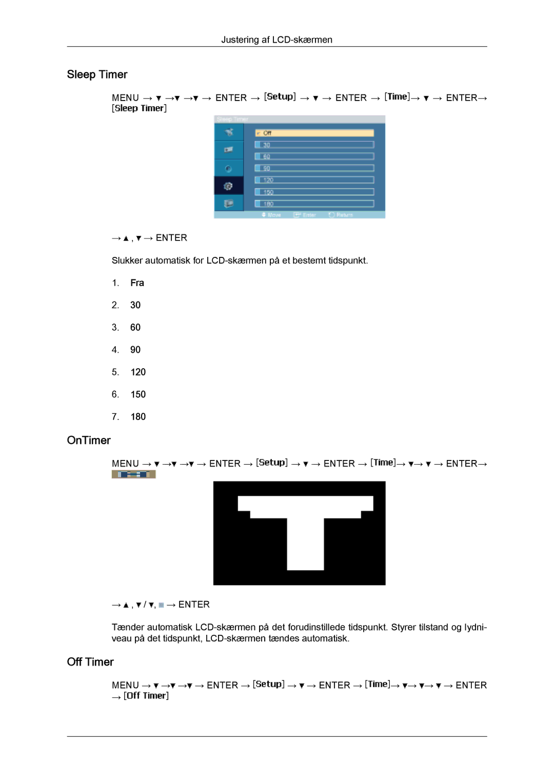 Samsung LH32MGULBC/EN, LH32MGQLBC/EN manual Sleep Timer, OnTimer, Off Timer, Fra 