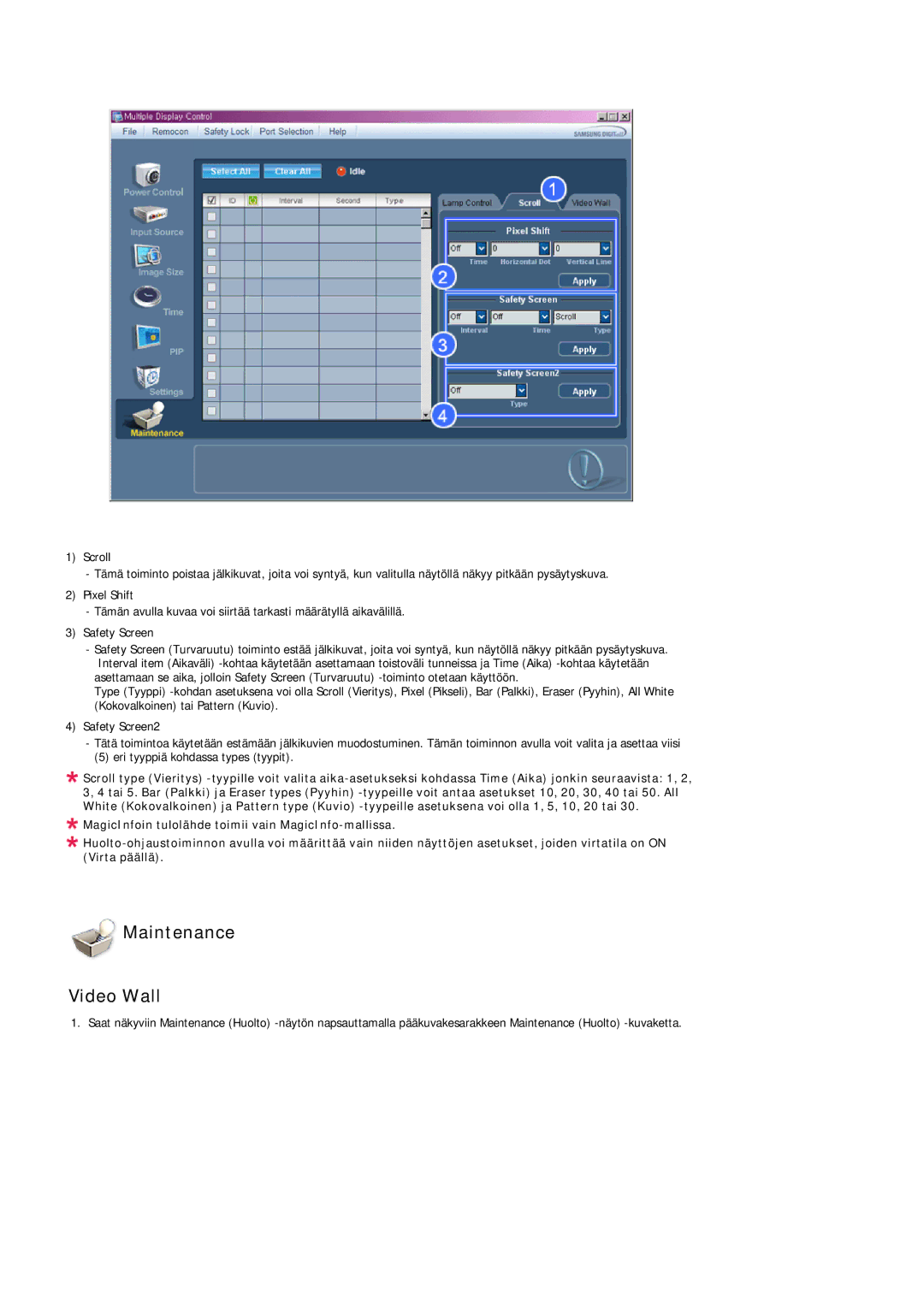 Samsung LH32MGQLBC/EN, LH32MGULBC/EN manual Maintenance Video Wall 