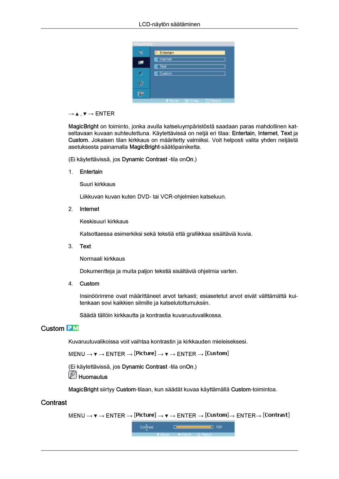 Samsung LH32MGULBC/EN, LH32MGQLBC/EN manual Custom, Contrast 