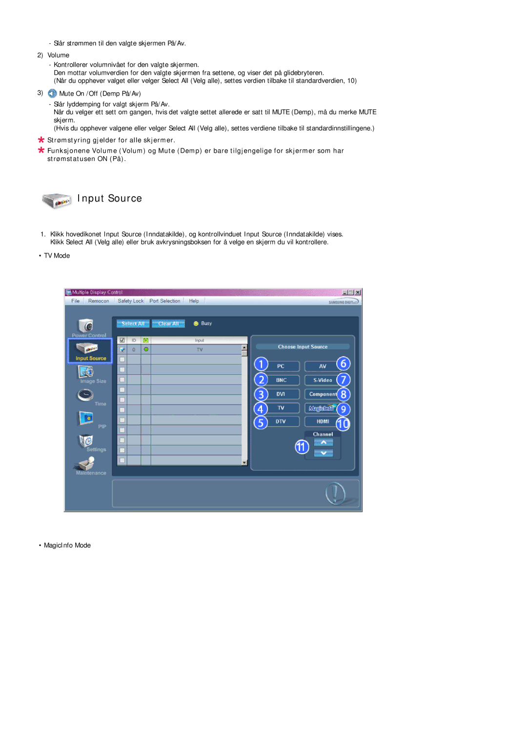 Samsung LH32MGULBC/EN, LH32MGQLBC/EN manual Input Source 