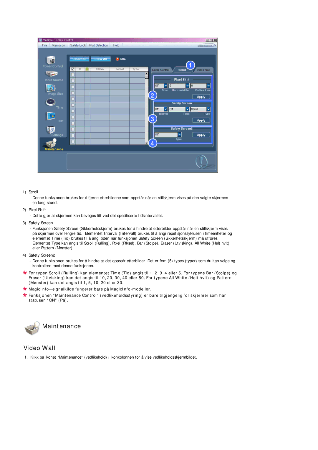 Samsung LH32MGULBC/EN, LH32MGQLBC/EN manual Maintenance Video Wall 