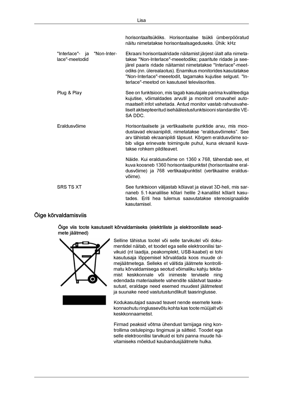 Samsung LH32MGULBC/EN manual Õige kõrvaldamisviis, Sa Ddc 