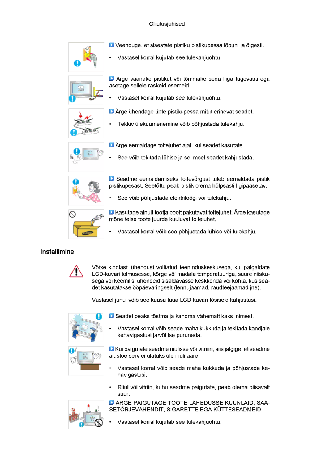 Samsung LH32MGULBC/EN manual Installimine 