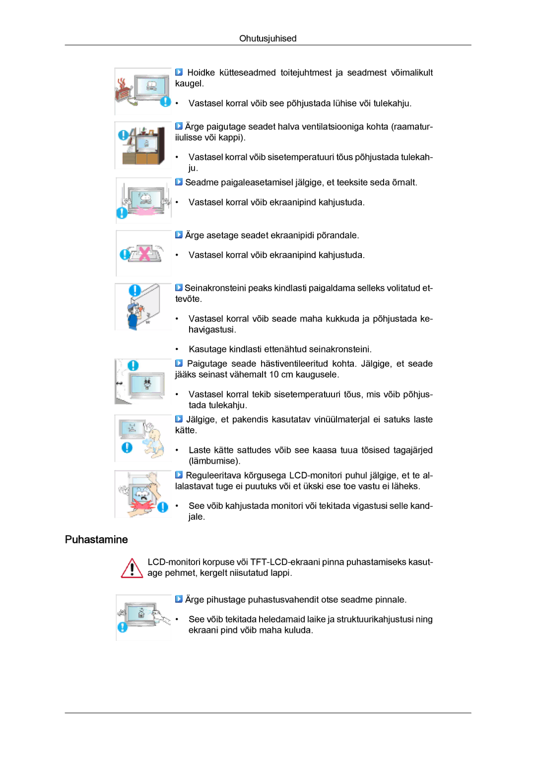 Samsung LH32MGULBC/EN manual Puhastamine 