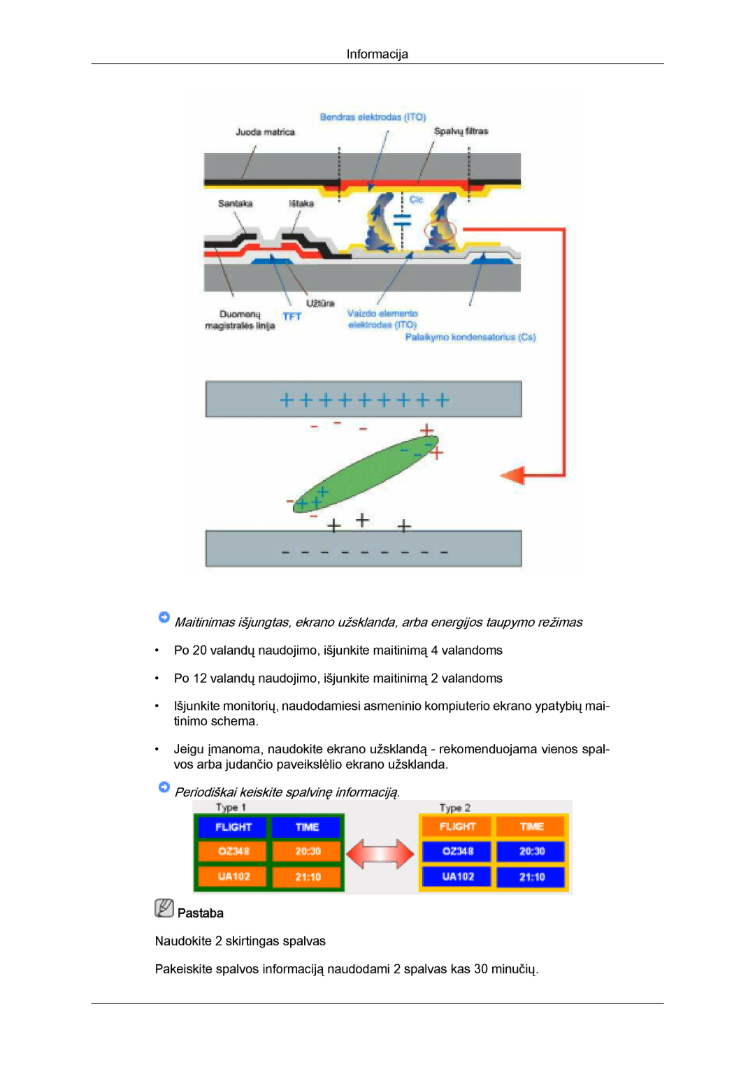 Samsung LH32MGULBC/EN manual Periodiškai keiskite spalvinę informaciją 