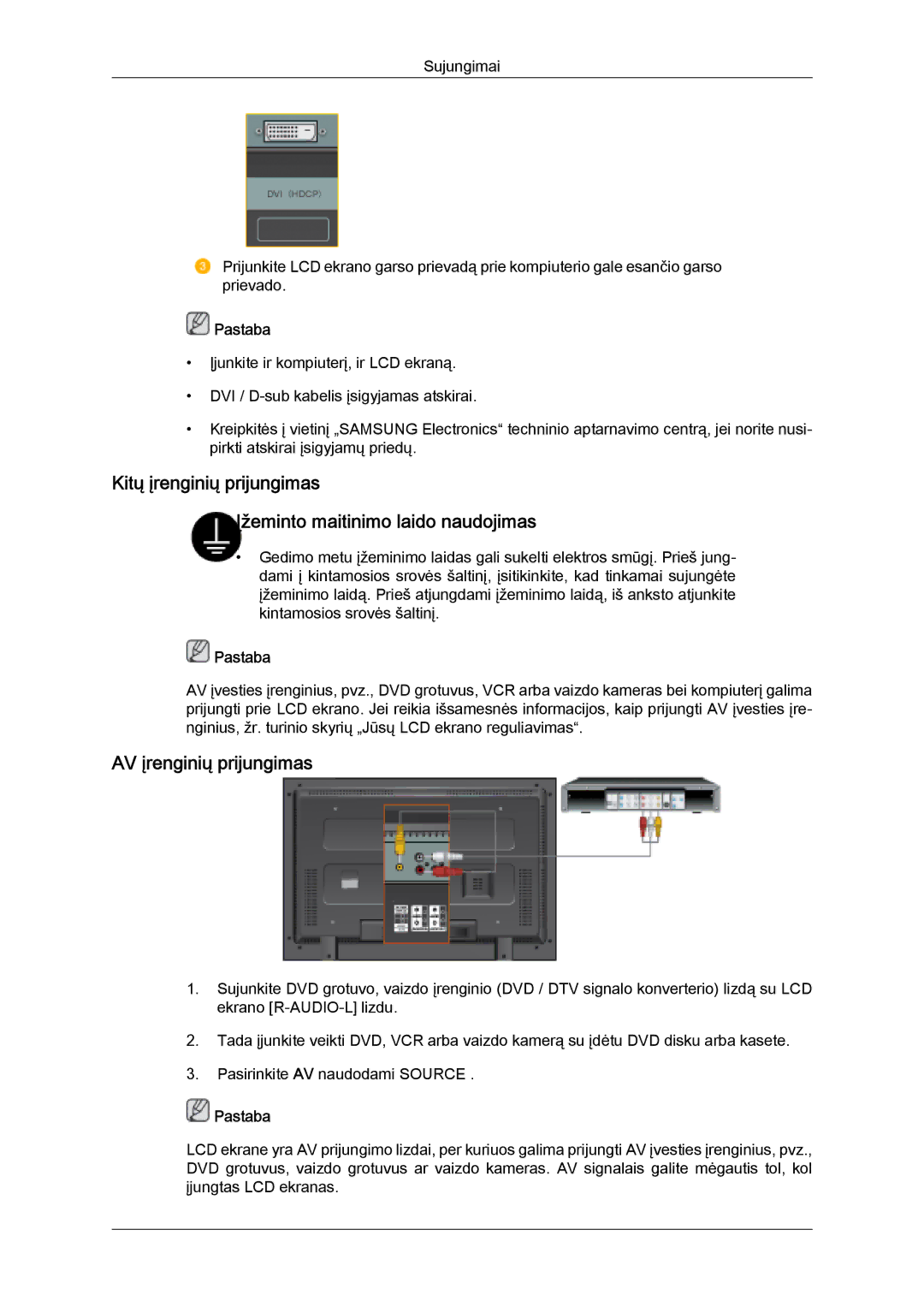 Samsung LH32MGULBC/EN manual AV įrenginių prijungimas 