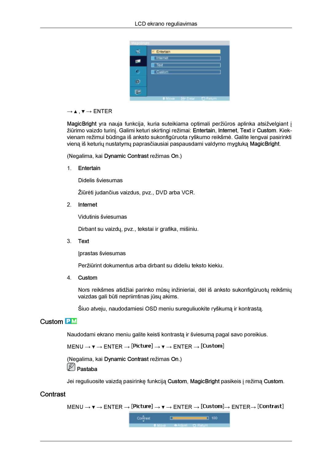 Samsung LH32MGULBC/EN manual Custom, Contrast 