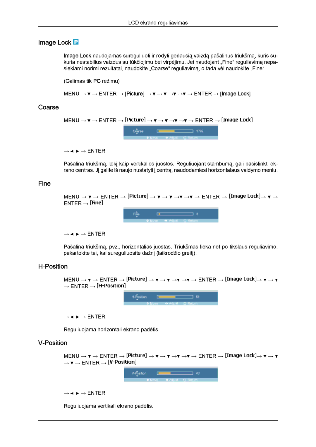 Samsung LH32MGULBC/EN manual Image Lock, Coarse, Fine, Position 