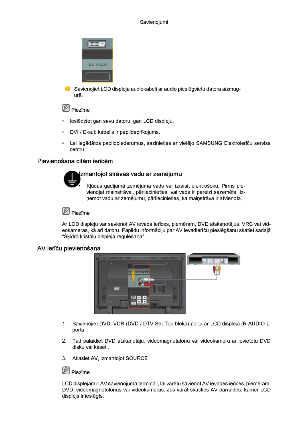 Samsung LH32MGULBC/EN manual AV ierīču pievienošana 