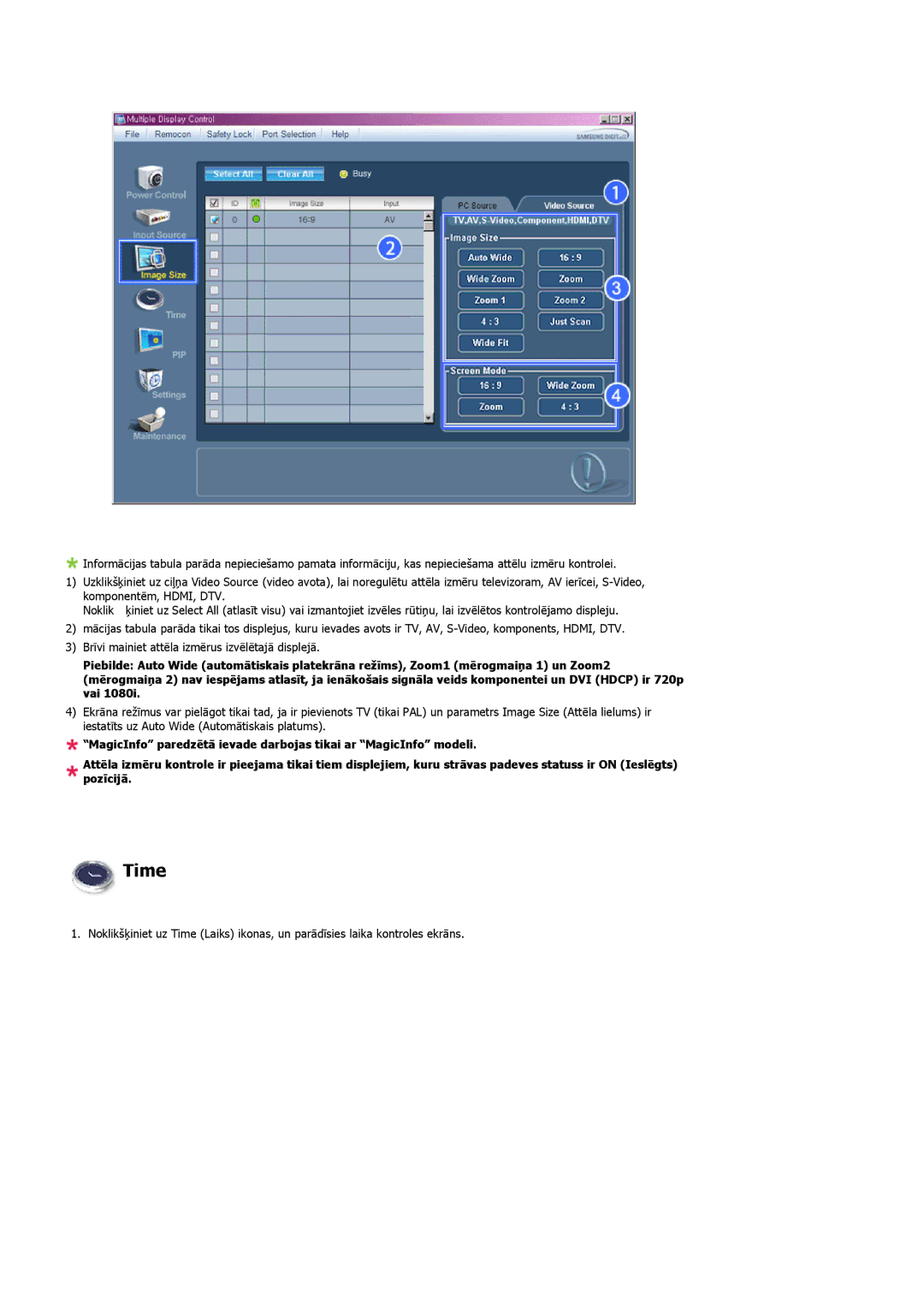 Samsung LH32MGULBC/EN manual Time 