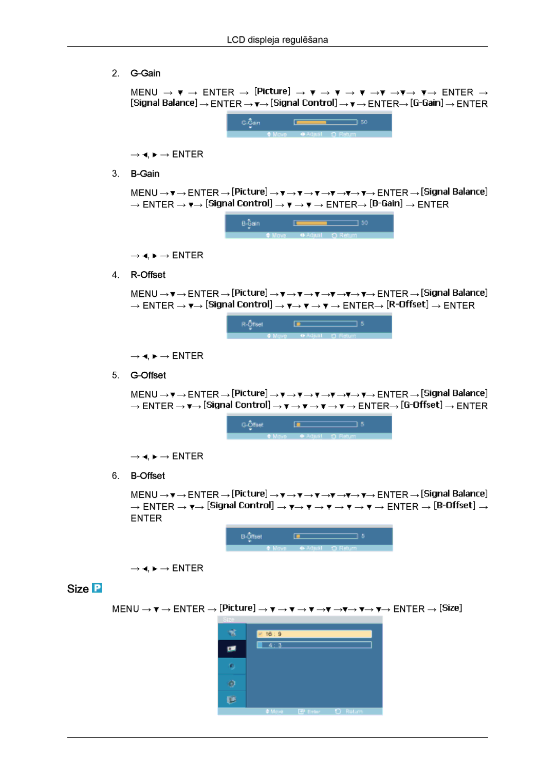 Samsung LH32MGULBC/EN manual Size, Offset 