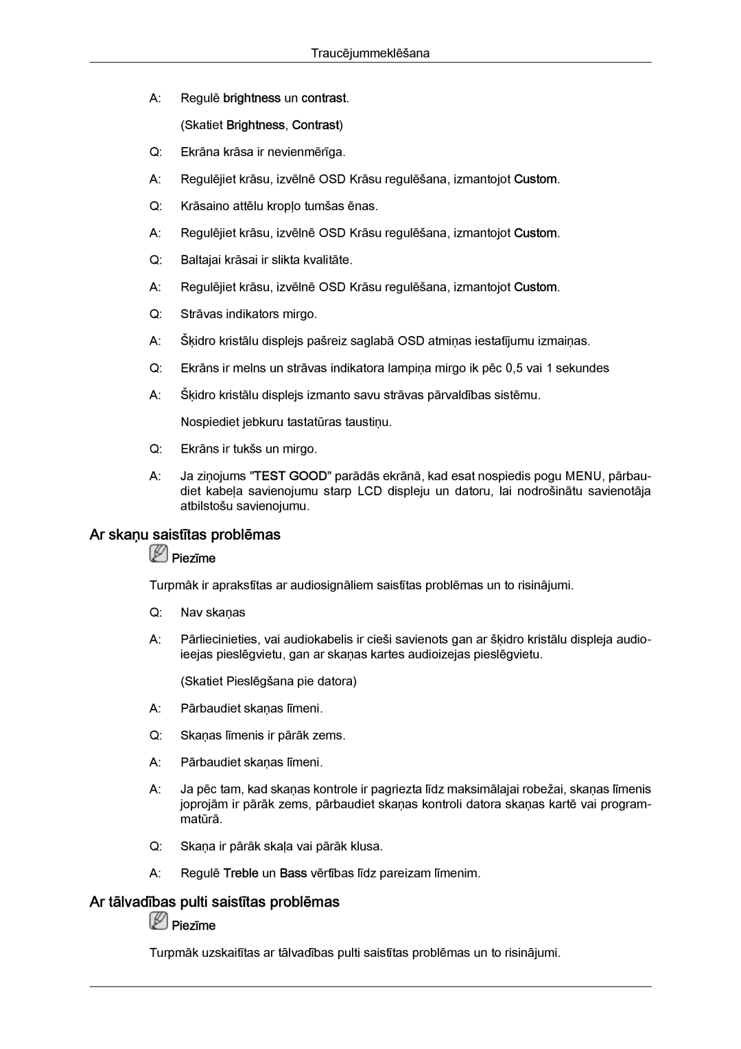 Samsung LH32MGULBC/EN manual Ar skaņu saistītas problēmas, Ar tālvadības pulti saistītas problēmas 