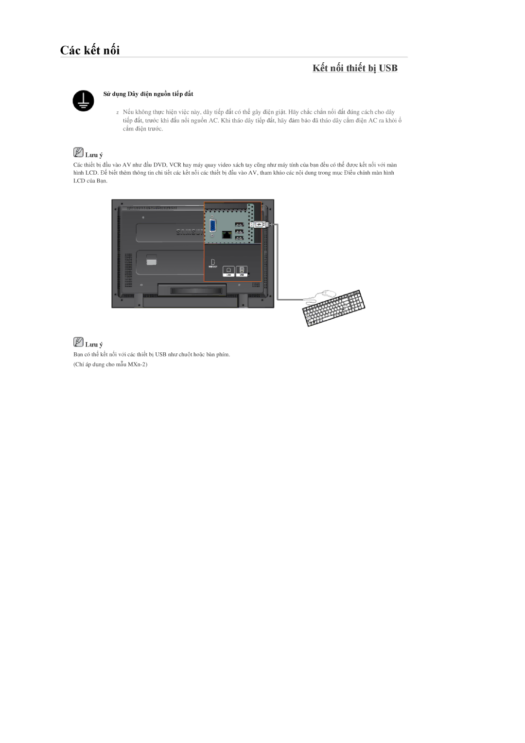 Samsung LH32MGULBC/XY, LH32MGQLBC/XY manual Kết nối thiết bị USB 