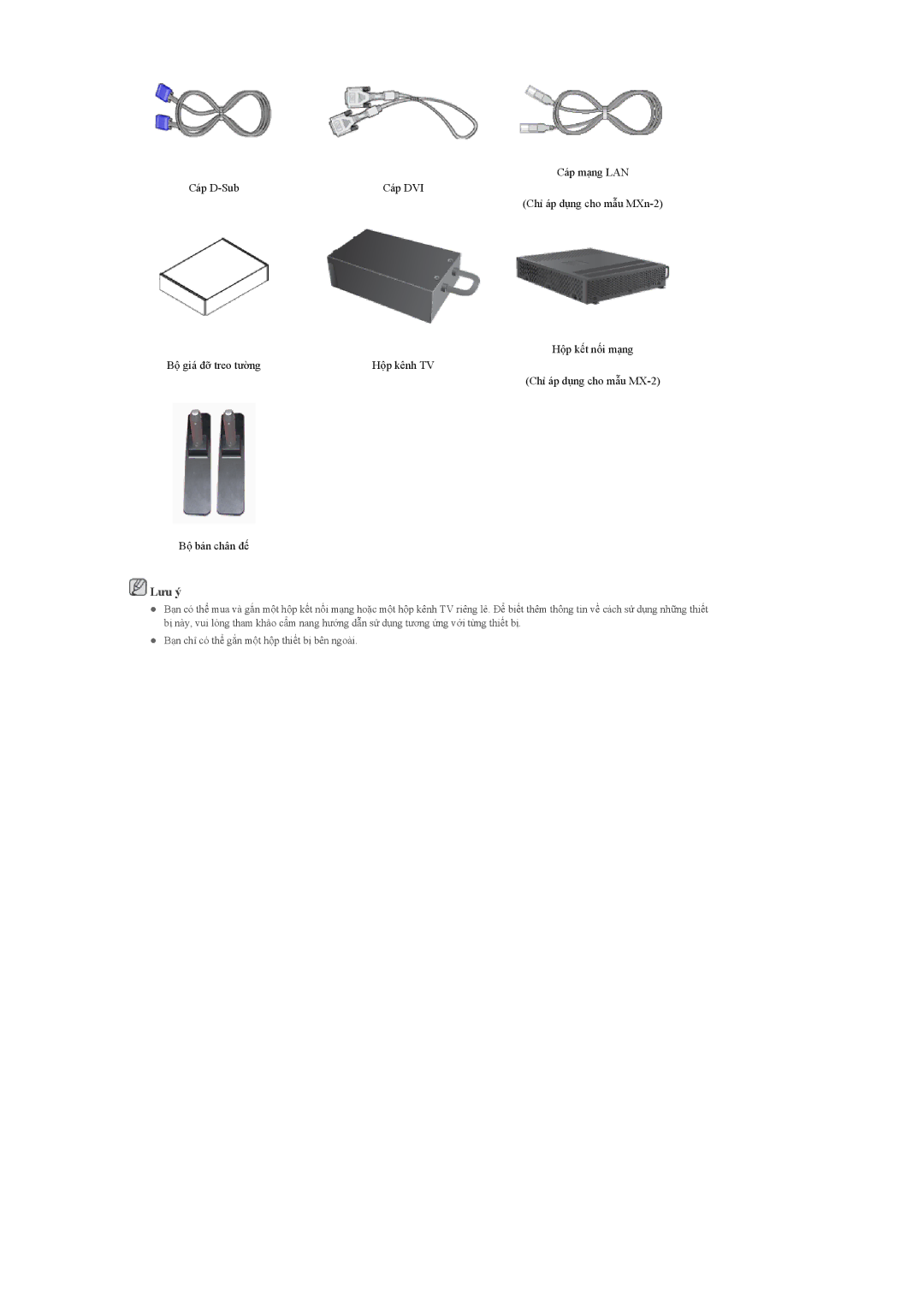 Samsung LH32MGQLBC/XY, LH32MGULBC/XY manual Cáp mạng LAN Cáp D-Sub 