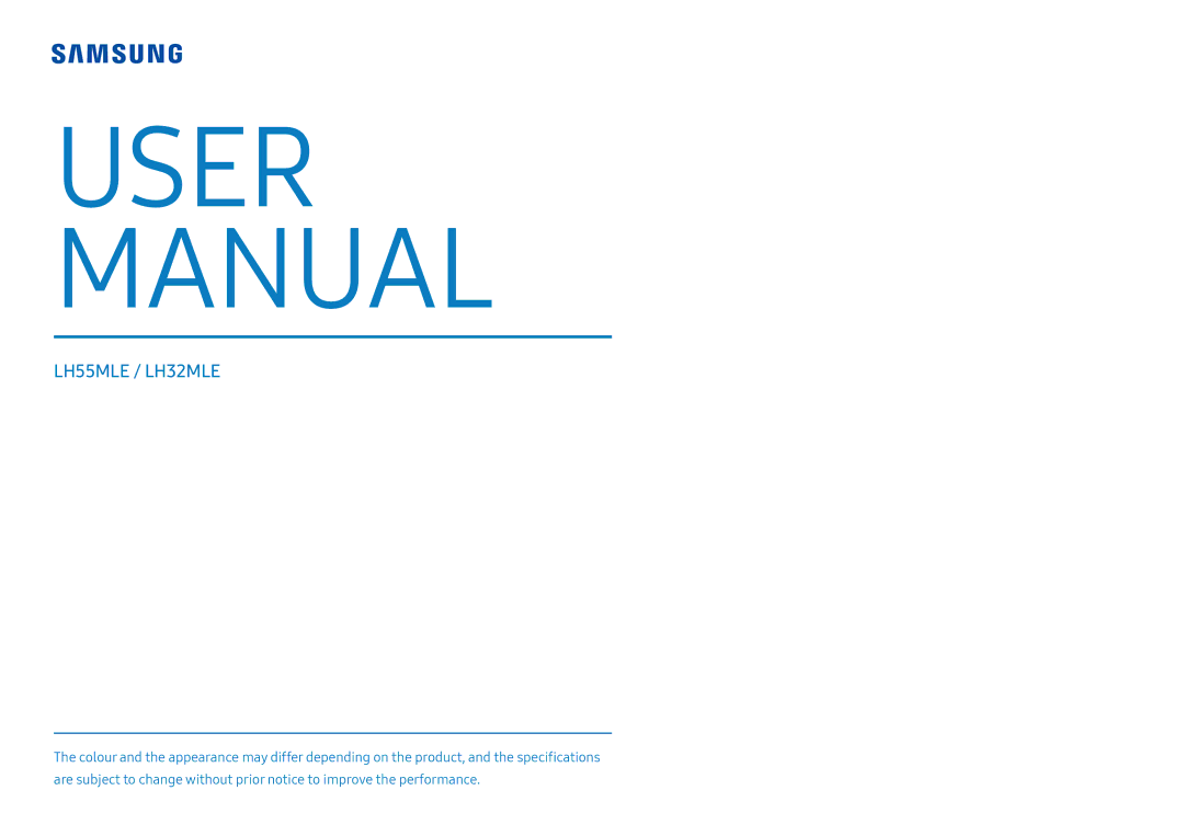 Samsung LH55MLEPLSC/NG, LH32MLEPLSC/NG manual LH55MLE / LH32MLE 