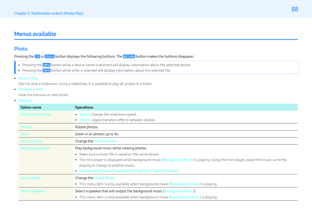 Samsung LH32MLEPLSC/NG, LH55MLEPLSC/NG manual Menus available, Photo 