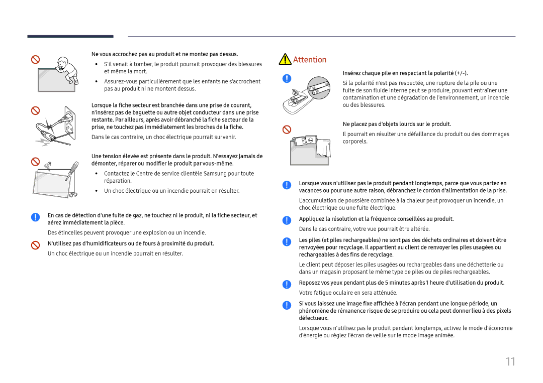 Samsung LH32OMHPWBC/EN Ne vous accrochez pas au produit et ne montez pas dessus, Votre fatigue oculaire en sera atténuée 