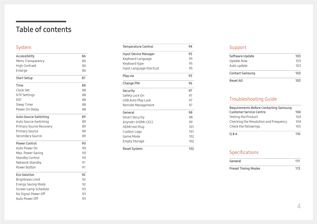 Samsung LH32OMHPWBC/EN manual Support 