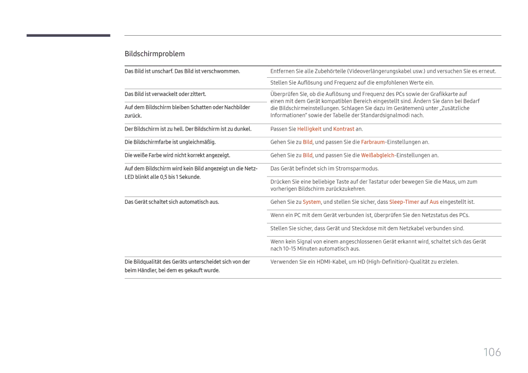 Samsung LH32OMHPWBC/EN manual 106, Passen Sie Helligkeit und Kontrast an 