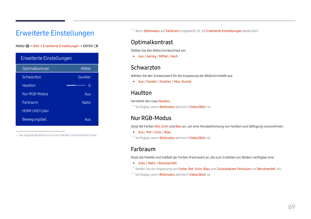 Samsung LH32OMHPWBC/EN manual Erweiterte Einstellungen 