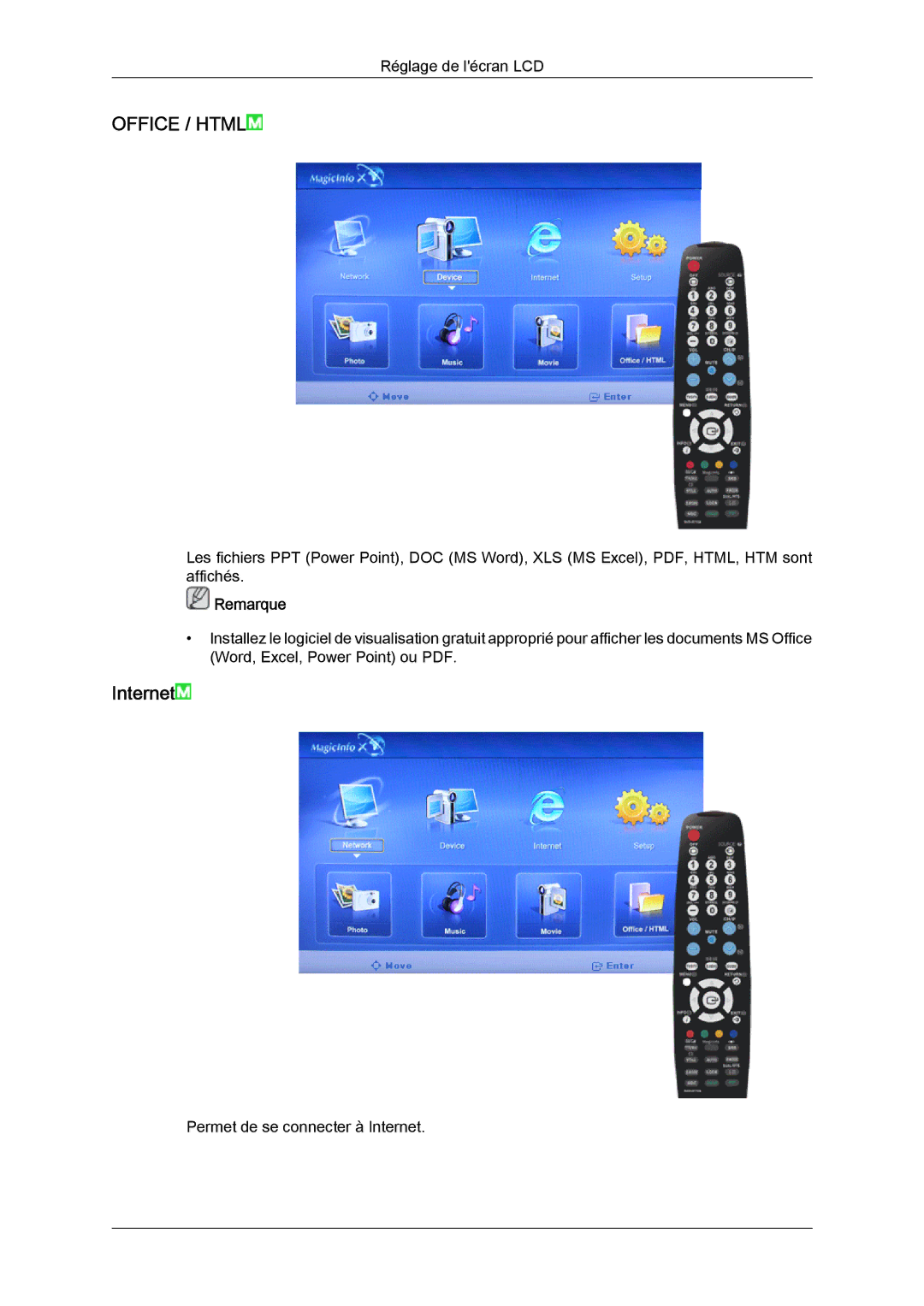 Samsung LH32TCTMBC/EN manual Office / Html, Internet 