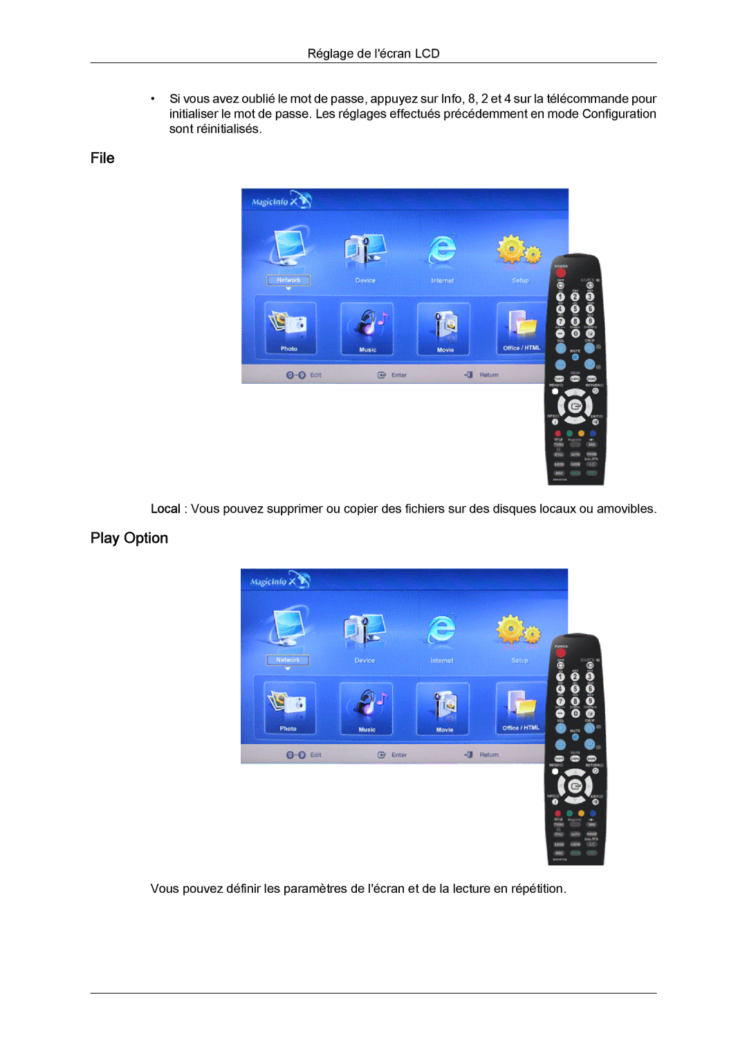 Samsung LH32TCTMBC/EN manual File, Play Option 