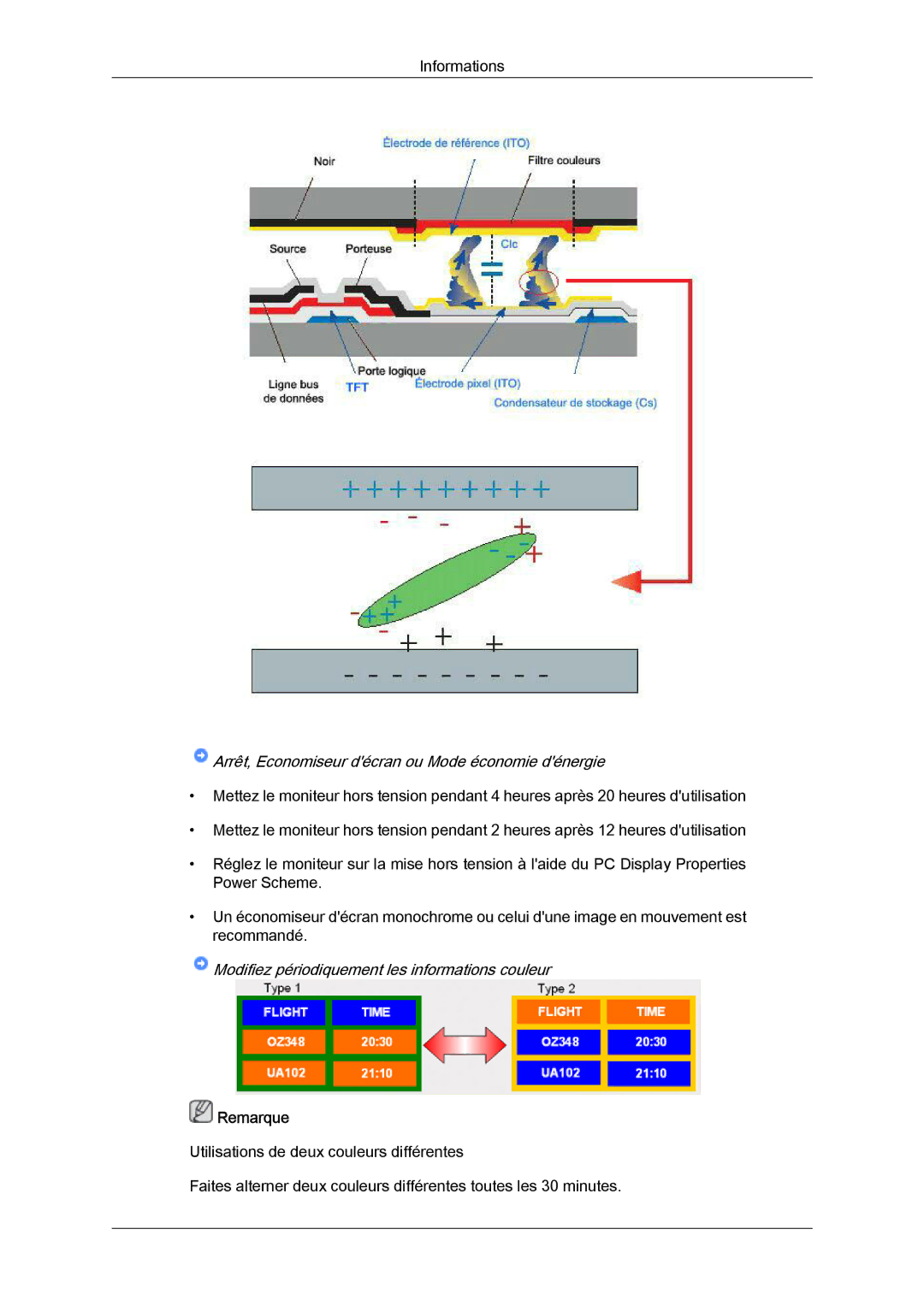 Samsung LH32TCTMBC/EN manual Modifiez périodiquement les informations couleur 