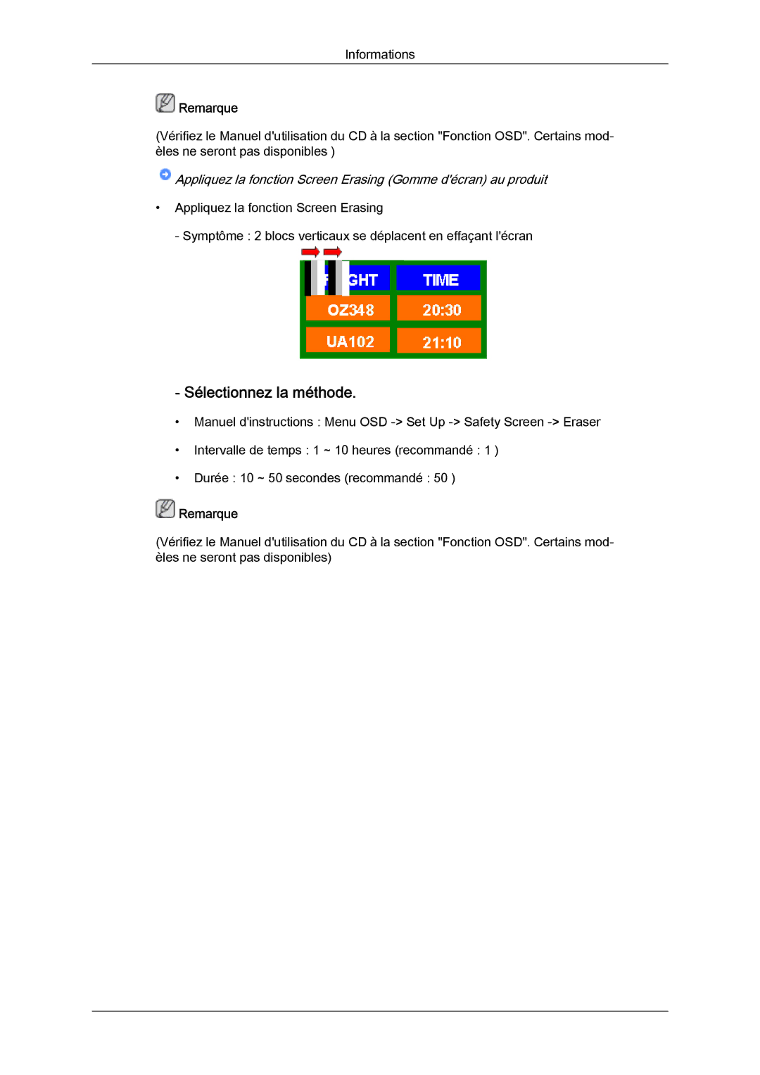 Samsung LH32TCTMBC/EN manual Appliquez la fonction Screen Erasing Gomme décran au produit 