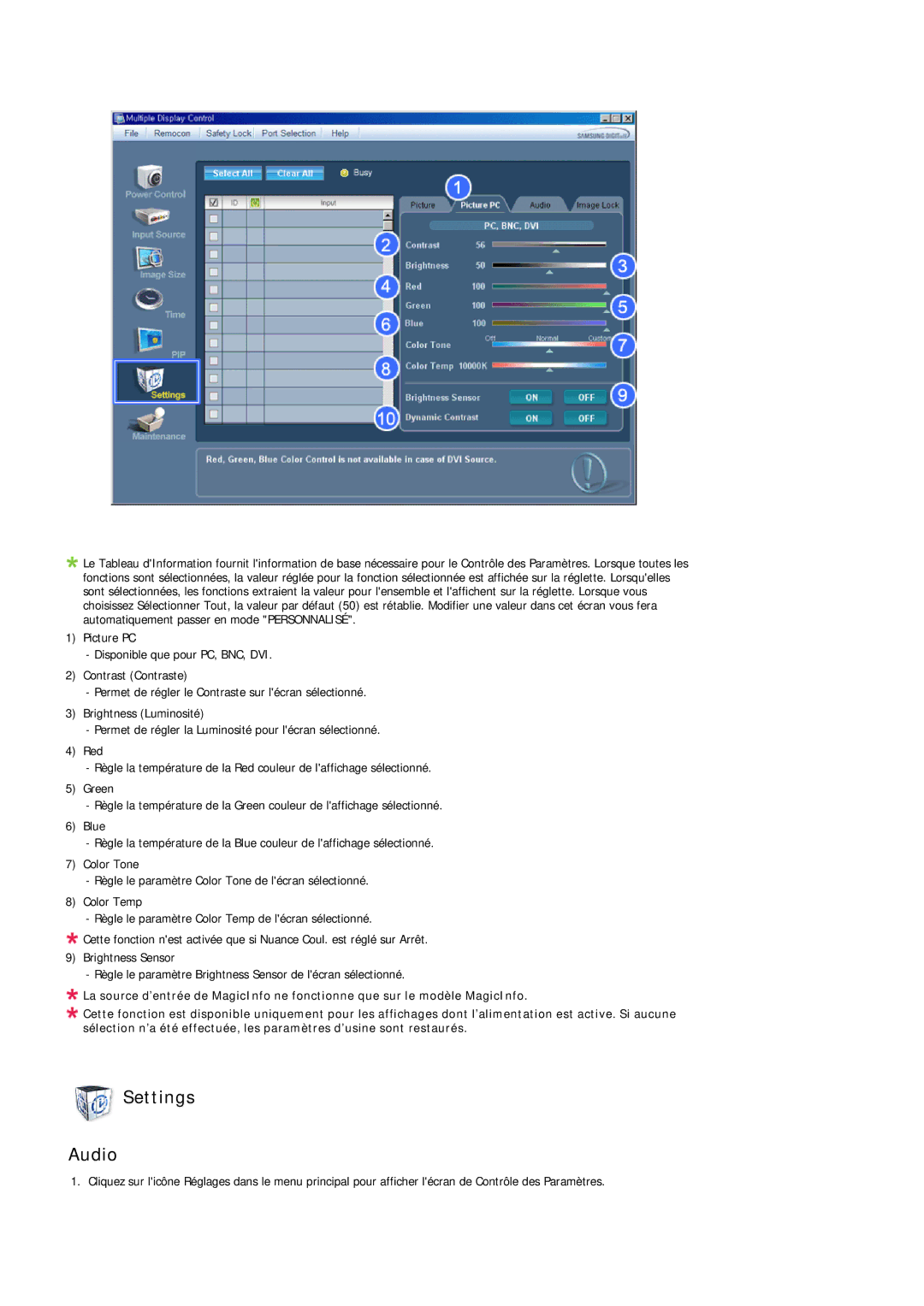 Samsung LH32TCTMBC/EN manual Settings Audio 