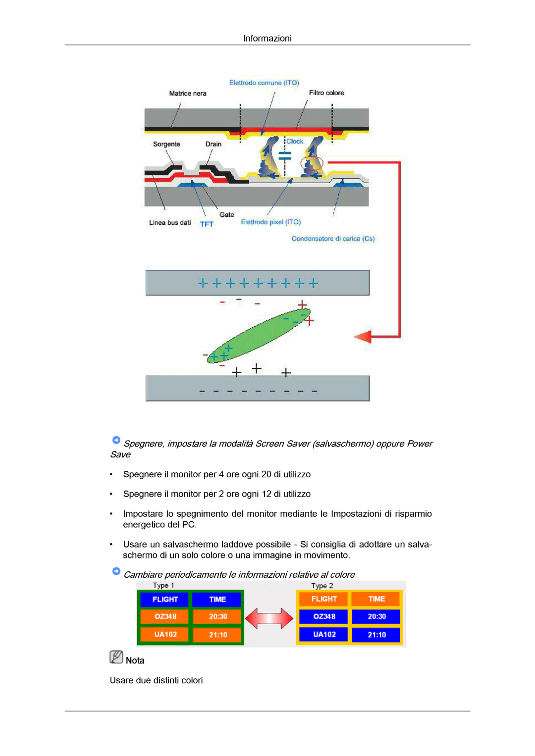 Samsung LH32TCTMBC/EN manual Cambiare periodicamente le informazioni relative al colore 