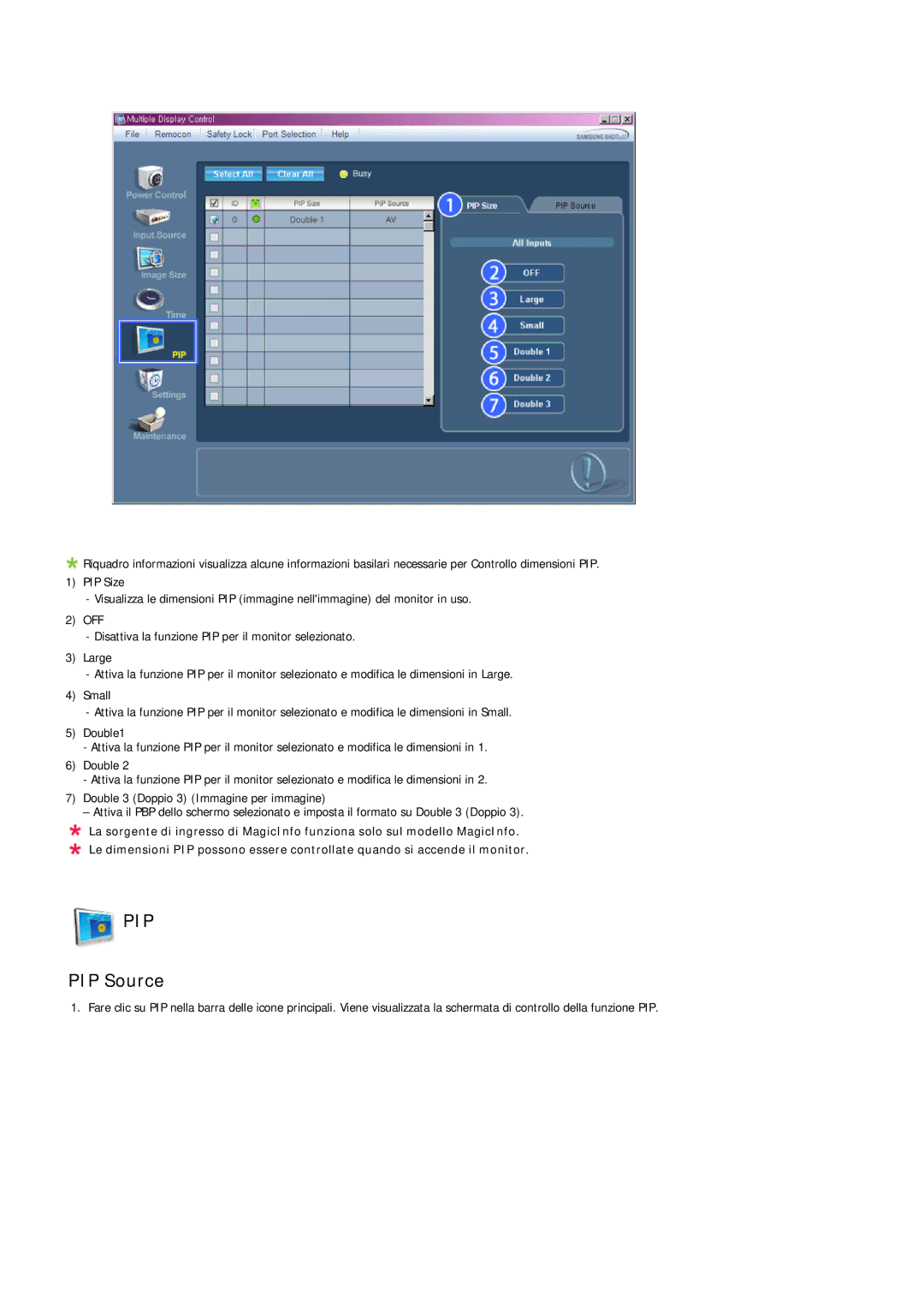 Samsung LH32TCTMBC/EN manual PIP Source 