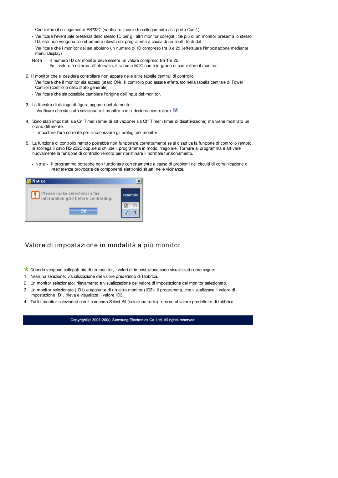 Samsung LH32TCTMBC/EN manual Valore di impostazione in modalità a più monitor 