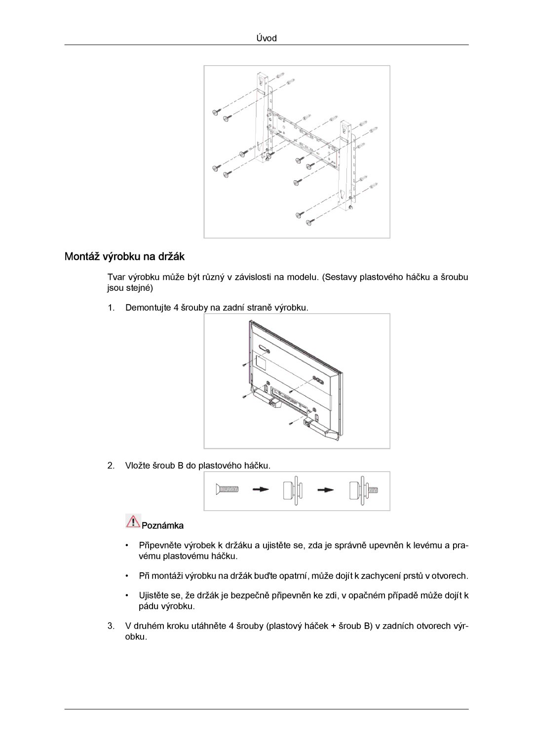 Samsung LH32TCTMBC/EN manual Montáž výrobku na držák 