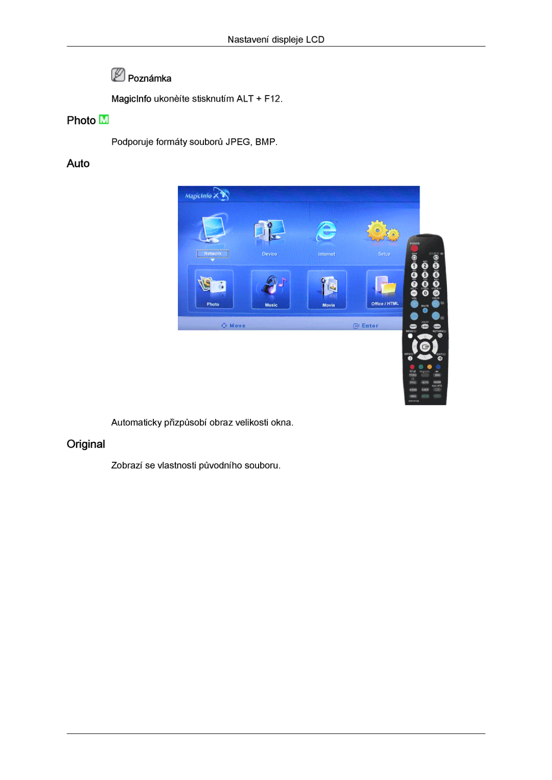 Samsung LH32TCTMBC/EN manual Photo, Auto, Original 