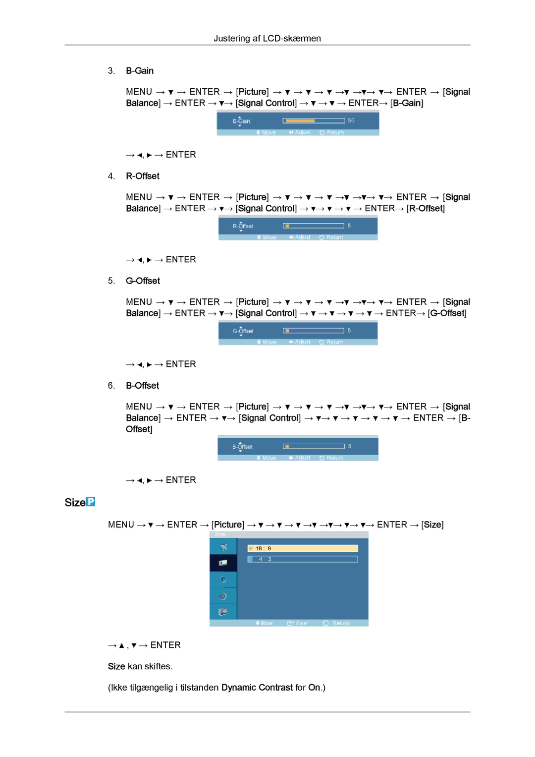 Samsung LH32TCTMBC/EN manual Size, Offset 