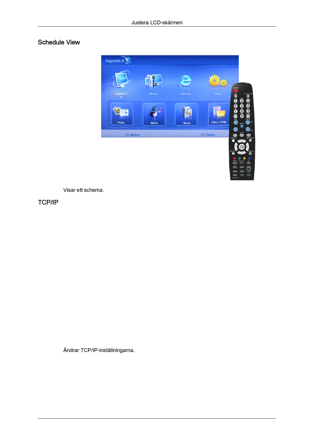 Samsung LH32TCTMBC/EN manual Schedule View, Tcp/Ip 