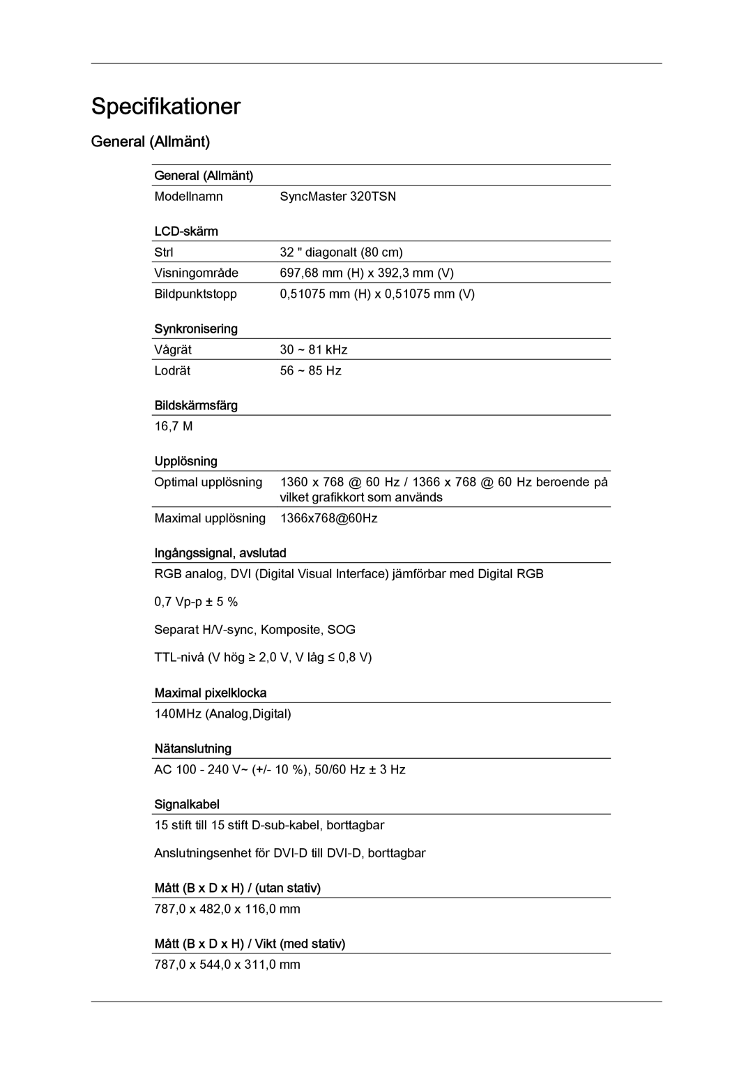 Samsung LH32TCTMBC/EN manual General Allmänt 