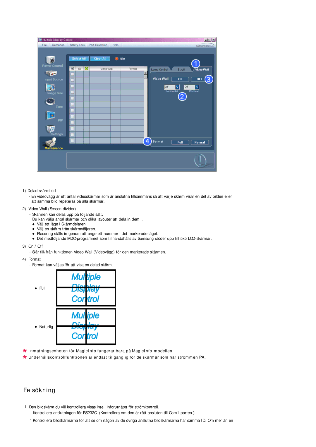 Samsung LH32TCTMBC/EN manual Felsökning 