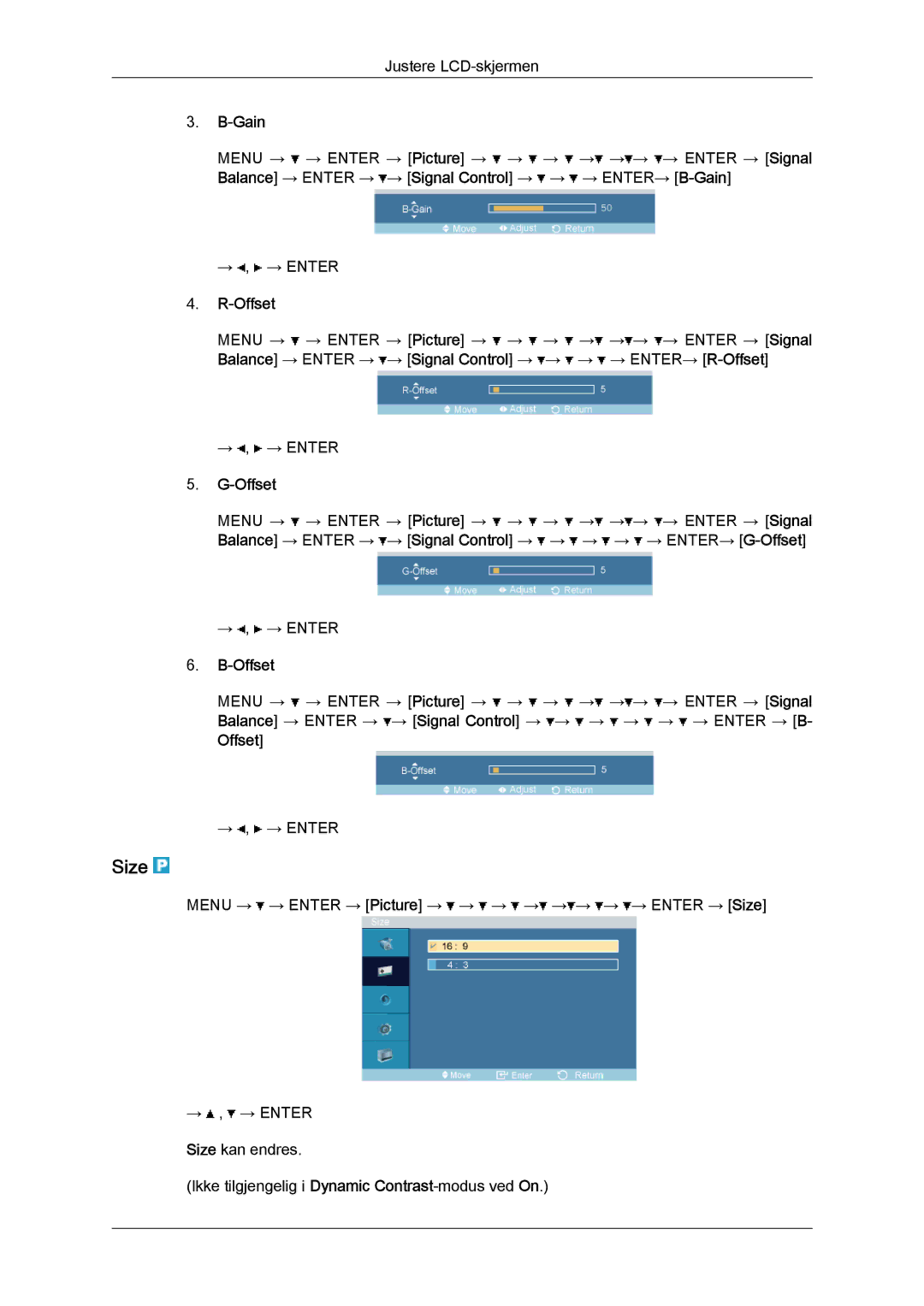 Samsung LH32TCTMBC/EN manual Size, Offset 